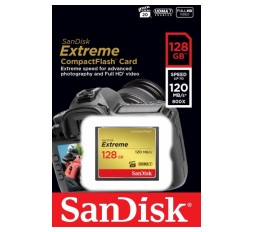 Slika izdelka: CF SANDISK 128GB EXTREME UDMA7, 120/85MB/s, VPG-20