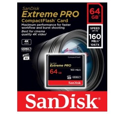 Slika izdelka: CF SANDISK 64GB EXTREME PRO UDMA7, 160/150MB/s, VPG-65