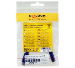 Slika izdelka: Delock adapter AVDIO USB TipC -Jack 3,5Ž stereo 14cm črn 65842