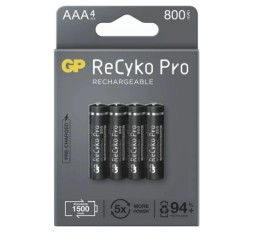 Slika izdelka: GP polnilna baterija AAA-800 mAh Ni-Mh ReCyko+ Pro 4 kom