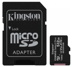 Slika izdelka: KINGSTON Canvas Select Plus microSD 512GB Class10 UHS-I adapter (SDCS2/512GB) spominska kartica in adapter