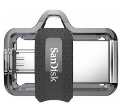 Slika izdelka: MICRO USB & USB DISK SANDISK 32GB ULTRA DUAL, 3.0, srebrno-črn, drsni priključek