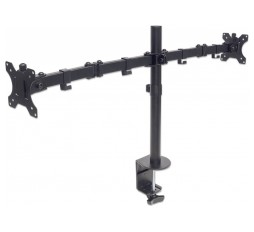 Slika izdelka: Namizni nosilec za 2 monitorja 13''-32'' MANHATTAN, 8kg, tro sklepni, naklon ±45°, črne barve