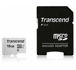 Slika izdelka: SDHC TRANSCEND MICRO 16GB 300S, 95/45MB/s, C10, UHS-I Speed Class 1 (U1), adapter