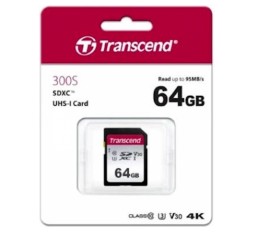 Slika izdelka: SDXC TRANSCEND 64GB 300S, 95/45MB/s, C10, UHS-I Speed Class 3 (U3), V30