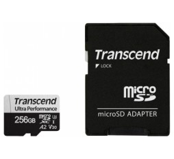 Slika izdelka: SDXC TRANSCEND MICRO 256GB 340S, 160/125 MB/s, C10, U3, V30, A2, adapter