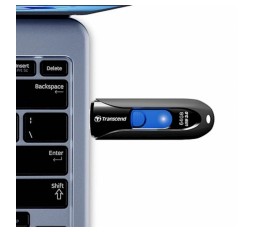 Slika izdelka: USB DISK TRANSCEND 64GB JF 790, 3.1, črn, brez pokrovčka, drsni priključek